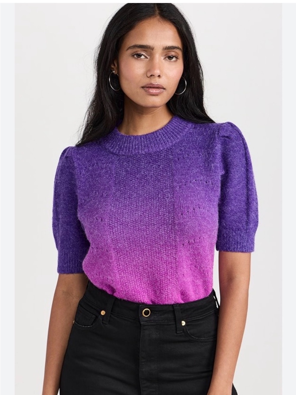 NWOT English Factory Purple Ombre Puff Sleeve Sweater Top
